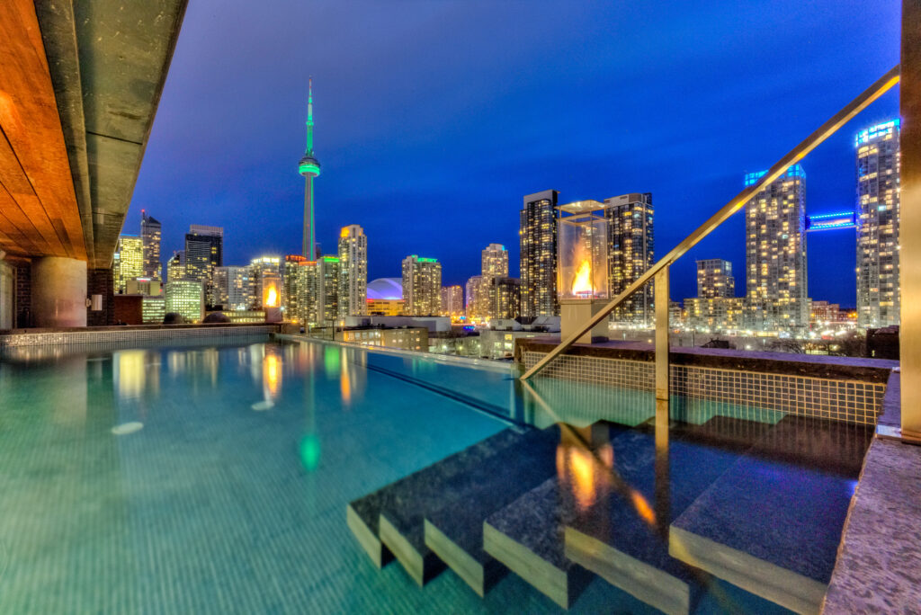 Outdoor pool and skyline